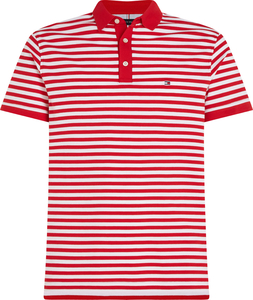 Tommy Hilfiger 1985 Slim Polo, heren poloshirt, rood-wit gestreept