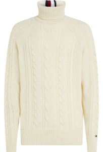 Tommy Hilfiger heren coltrui wol, Dc Cable Roll Neck, wit