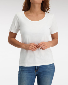 Claesen's dames Basics T-shirt (1-pack), loose fit O-hals T-shirt korte mouw, wit