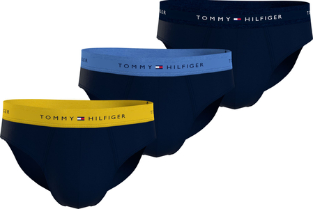Tommy Hilfiger hipster brief (3-pack), heren slips, blauw met gekleurde tailleband