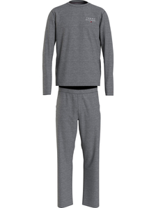 Tommy Hilfiger heren pyjama O-hals, PJ Set jersey, grijs