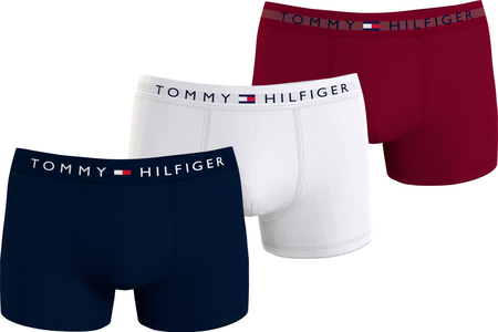 Tommy Hilfiger trunk (3-pack), heren boxers normale lengte, rood, wit, blauw