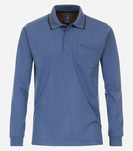 Redmond heren sweatshirt sweatstof, polo kraag, blauw dessin (middeldik)