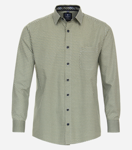 Redmond comfort fit overhemd, popeline, groen dessin