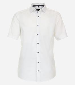 VENTI modern fit overhemd, korte mouw, dobby, wit