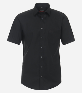Redmond modern fit overhemd, korte mouw, popeline, zwart