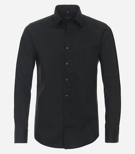 Redmond modern fit overhemd, popeline, zwart