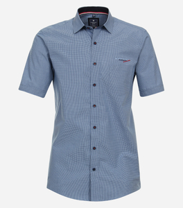 Redmond comfort fit overhemd, korte mouw, popeline, blauw geruit