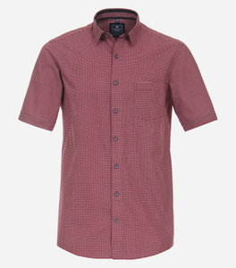 Redmond comfort fit overhemd, korte mouw, popeline, rood dessin