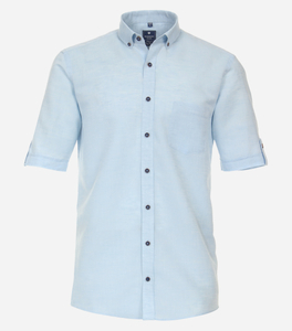 Redmond comfort fit overhemd, korte mouw, popeline, blauw