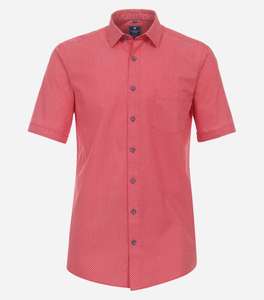 Redmond comfort fit overhemd, korte mouw, popeline, rood dessin