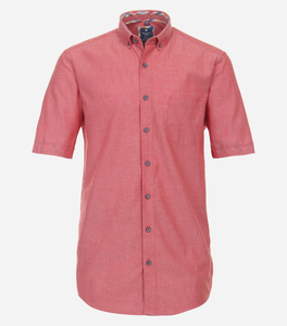 Redmond modern fit overhemd, korte mouw, popeline, rood
