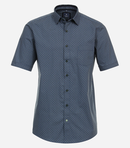 Redmond comfort fit overhemd, korte mouw, popeline, blauw dessin