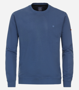 Redmond heren sweatshirt sweatstof, O-hals, blauw (middeldik)