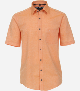 CASA MODA Sport casual fit overhemd, korte mouw, structuur, oranje
