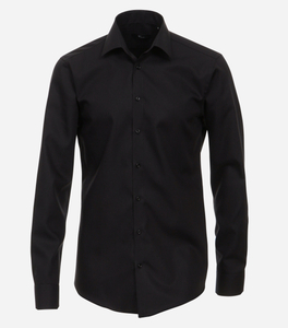 VENTI modern fit overhemd, mouwlengte 7, popeline, zwart