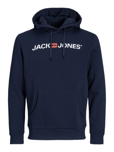 JACK & JONES Corp old logo sweat hood slim fit, heren hoodie katoenmengsel met capuchon, blauw