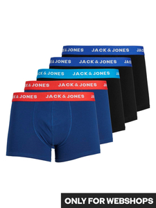 JACK & JONES Jaclee trunks (5-pack), heren boxers normale lengte, blauw