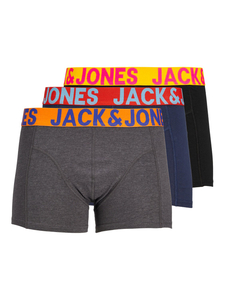 JACK & JONES Jaccrazy solid trunks (3-pack), heren boxers normale lengte, zwart en blauw