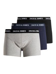 JACK & JONES Jacanthony trunks (3-pack), heren boxers normale lengte, zwart, blauw en grijs