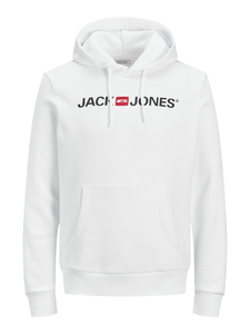 JACK & JONES Corp old logo sweat hood slim fit, heren hoodie katoenmengsel met capuchon, wit