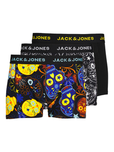 JACK & JONES Jacsugar skull trunks (3-pack), heren boxers normale lengte, zwart en geel