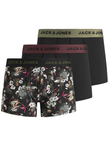 JACK & JONES Jacflower microfiber (3-pack), heren boxers normale lengte, zwart