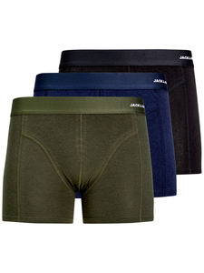 JACK & JONES Jacbasic bamboo trunks (3-pack), heren boxers normale lengte, groen, blauw, grijs en zwart