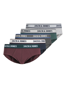 JACK & JONES Jacsolid briefs (5-pack), heren slips, donkerrood, groen, grijs en blauw