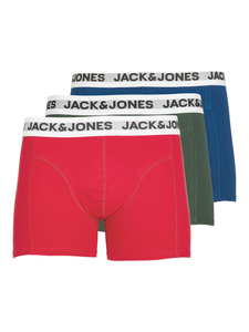 JACK & JONES Jacrikki trunks (3-pack), heren boxers normale lengte, groen, blauw en rood
