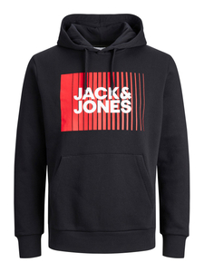 JACK & JONES Corp logo sweat hood play regular fit, heren hoodie katoenmengsel met capuchon, zwart