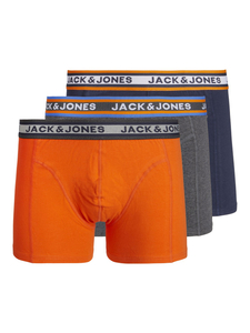 JACK & JONES Jacmyle trunks (3-pack), heren boxers normale lengte, blauw, grijs en oranje