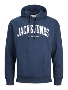 JACK & JONES Josh sweat hood regular fit, heren hoodie katoenmengsel met capuchon, blauw