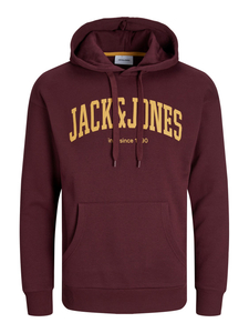 JACK & JONES Josh sweat hood regular fit, heren hoodie katoenmengsel met capuchon, bordeauxrood