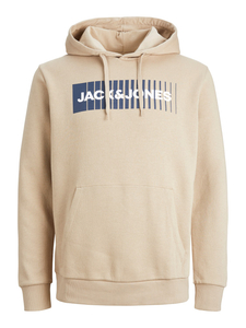 JACK & JONES Corp logo sweat hood play regular fit, heren hoodie katoenmengsel met capuchon, beige