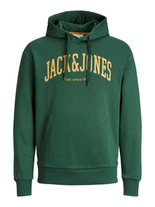 JACK & JONES Josh sweat hood regular fit, heren hoodie katoenmengsel met capuchon, donkergroen