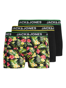 JACK & JONES Jacpink flowers trunks (3-pack), heren boxers normale lengte, zwart