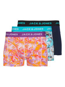 JACK & JONES Jacdamian trunks (3-pack), heren boxers normale lengte, blauw en lavendel paars
