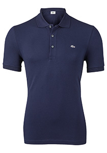 Lacoste stretch slim fit polo, heren polo extra getailleerd, marine blauw