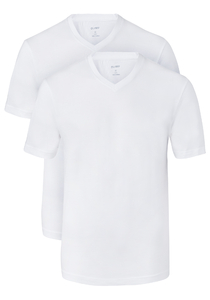 OLYMP T-shirts (2-pack), V-hals, wit