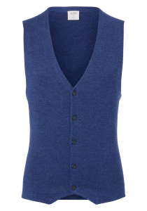OLYMP Level 5 body fit gilet, wol met zijde, jeans blauw mouwloos vest
