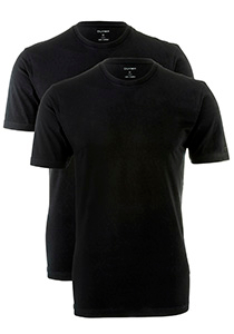 OLYMP T-shirts (2-pack), O-hals, zwart