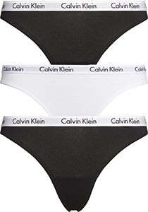 Calvin Klein dames strings (3-pack), zwart, wit, zwart - nieuwste voorjaarsmode