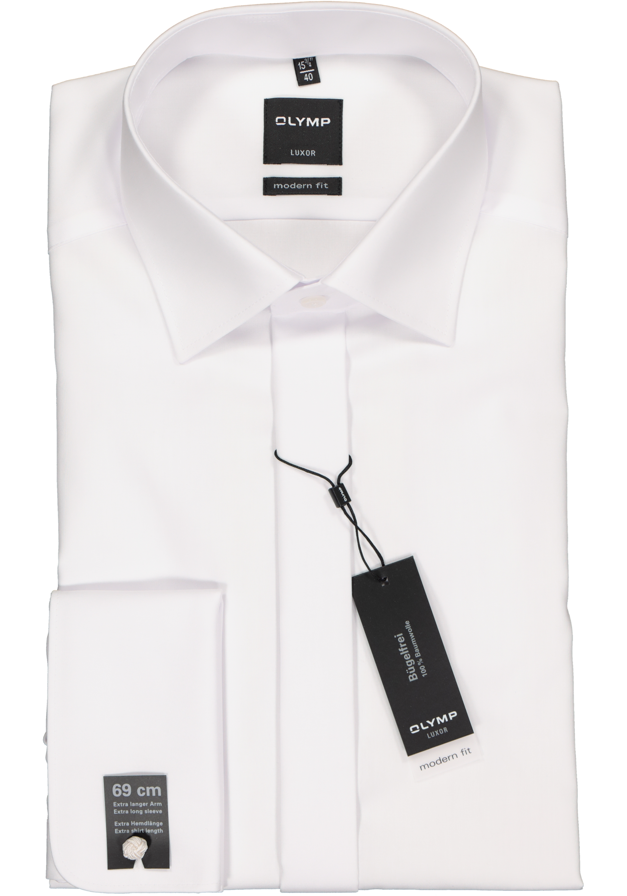kwaliteit Makkelijk te gebeuren Mier OLYMP Modern Fit smoking overhemd, mouwlengte 7, wit - Gratis bezorgd