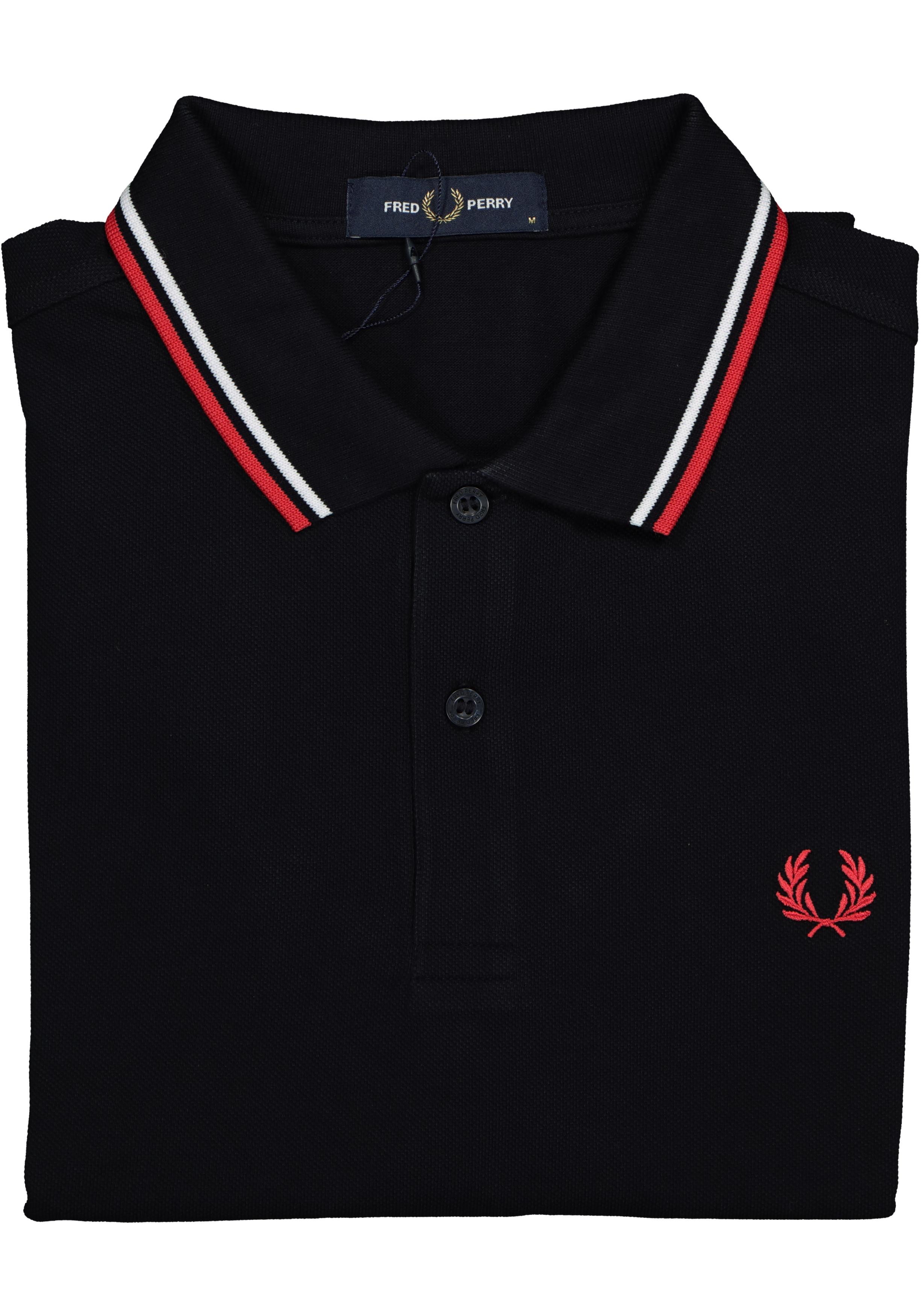 Overstijgen Harnas Aubergine Fred Perry M3600 polo twin tipped shirt, heren polo Navy / White / Red -  20% Paaskorting op (bijna) alles