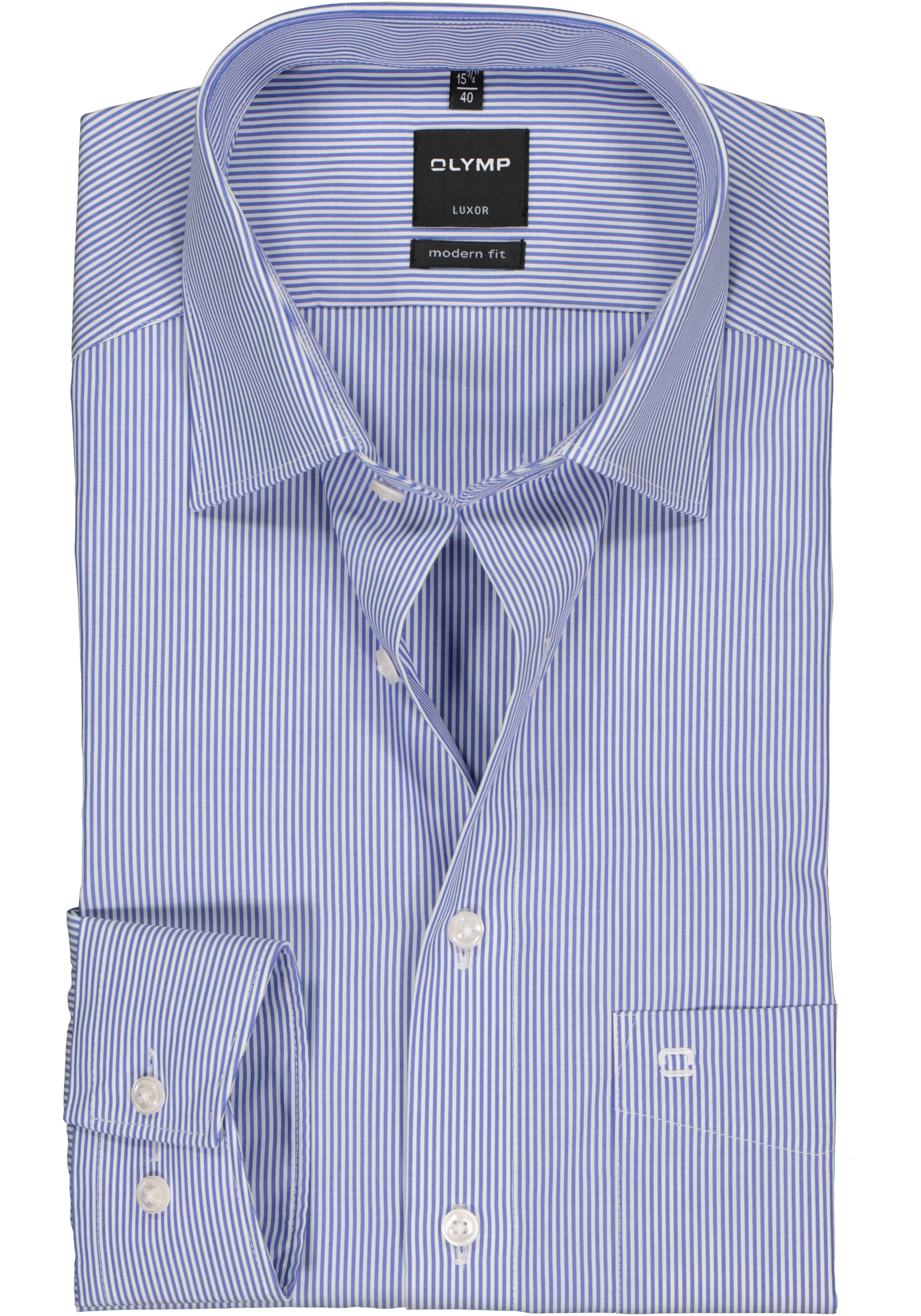 majoor Inferieur Schijnen OLYMP Modern Fit overhemd, blauw / wit streep - Gratis bezorgd