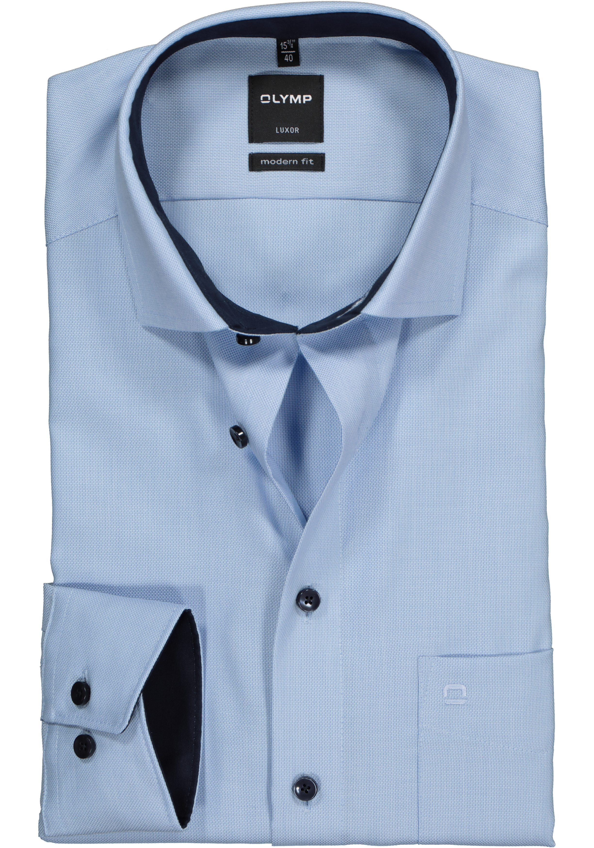 team Word gek Allemaal OLYMP Luxor modern fit overhemd, lichtblauw structuur (contrast) - Zomer  SALE tot 50% korting