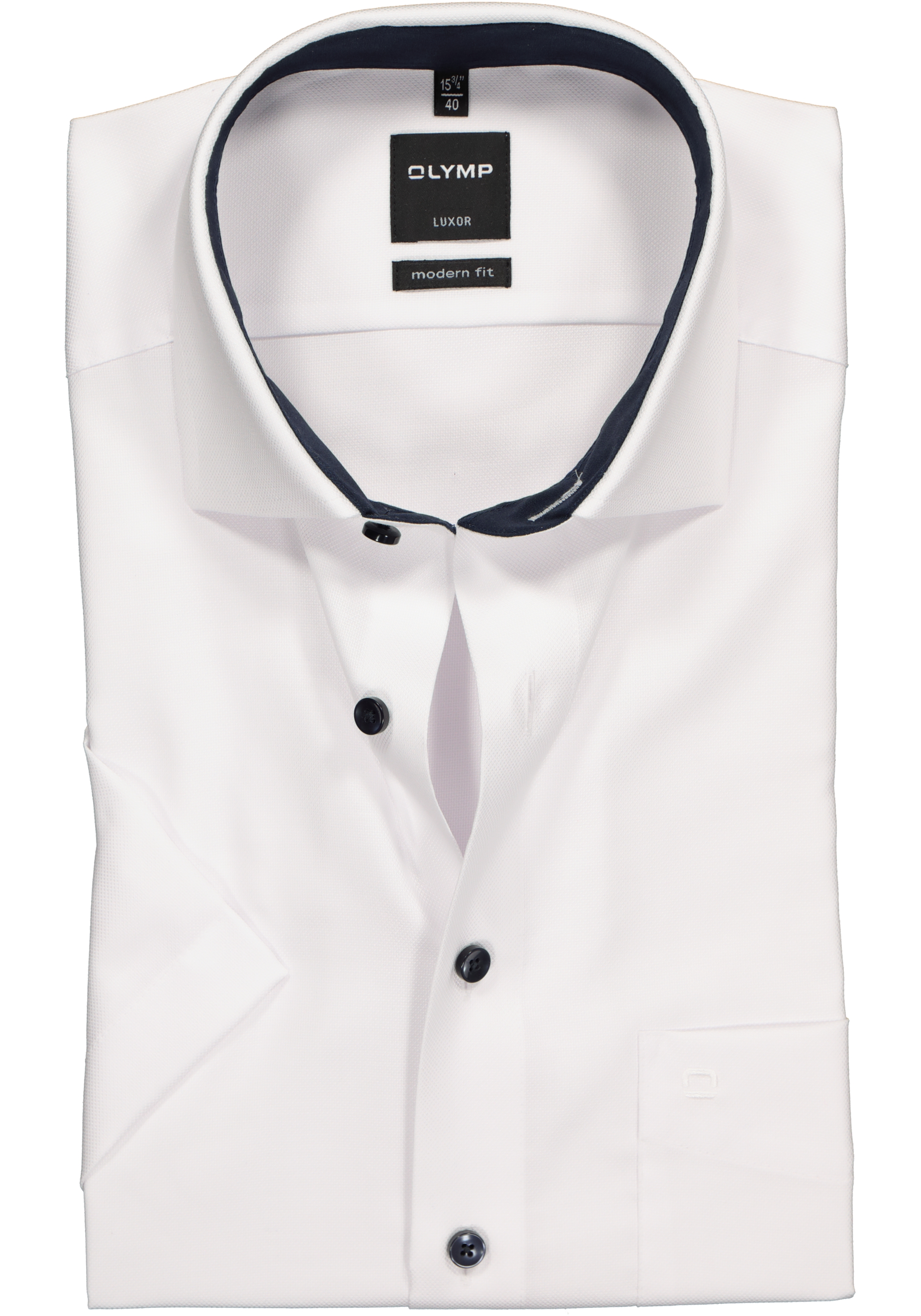 Leeuw onvergeeflijk draagbaar OLYMP Luxor modern fit overhemd, korte mouw, wit structuur (contrast) -  Shop de nieuwste voorjaarsmode