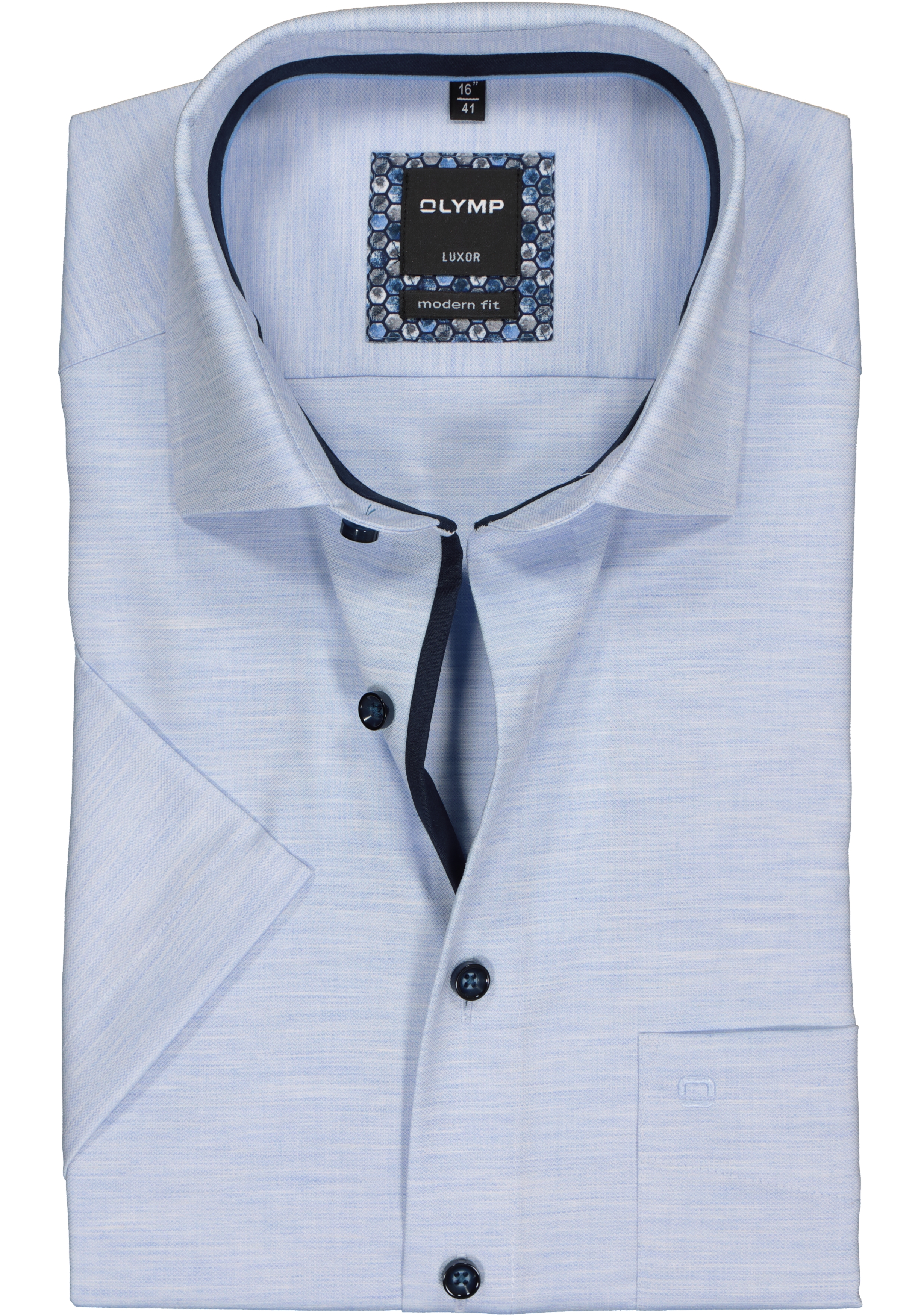 Luxor Modern Fit Overhemd Korte mouw blauw Overhemden.com Heren Kleding Overhemden Korte Mouwen Overhemden 