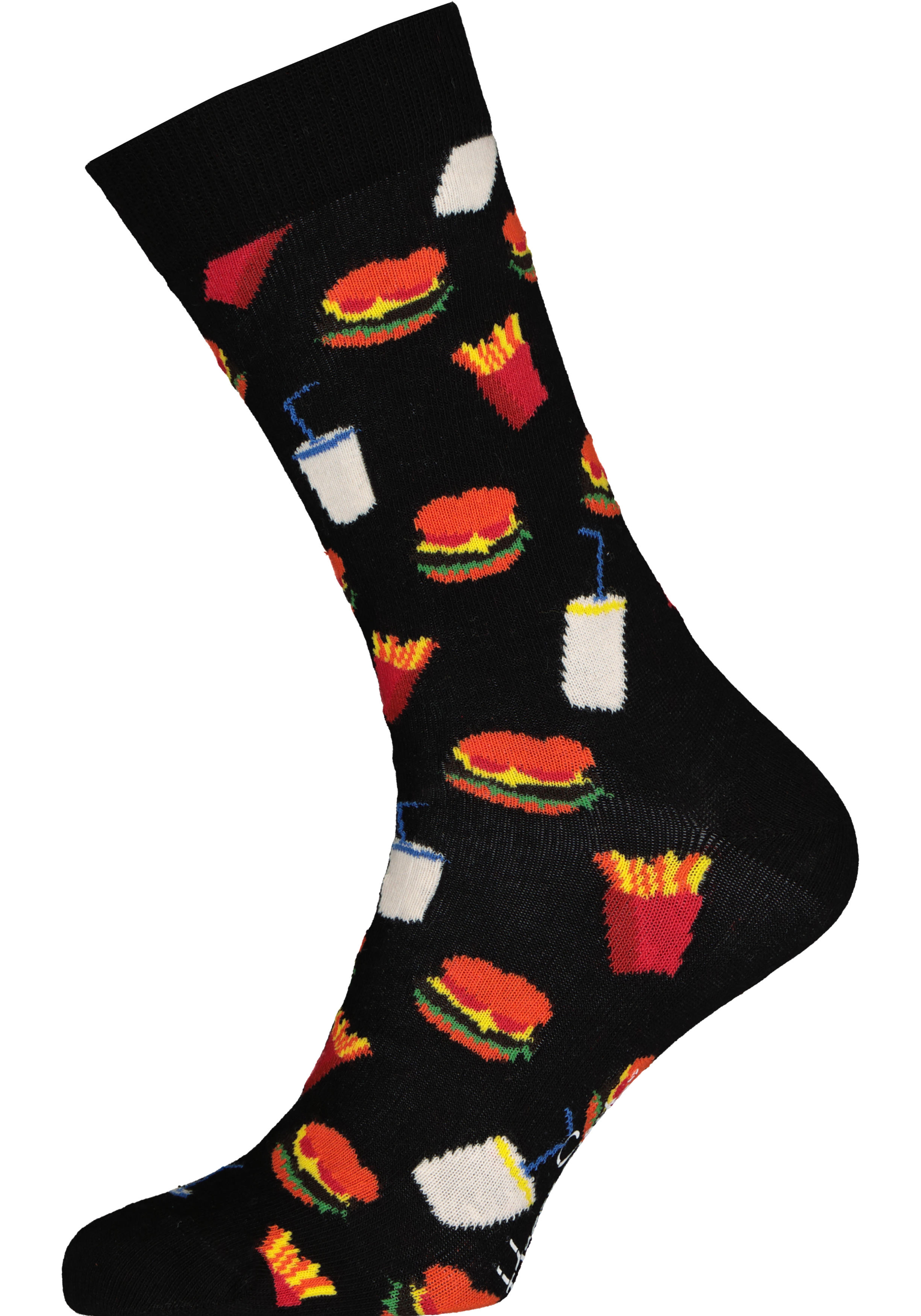Vakantie Attent hand Happy Socks sokken Hamburger Sock, zwart met fast food - Shop de nieuwste  voorjaarsmode